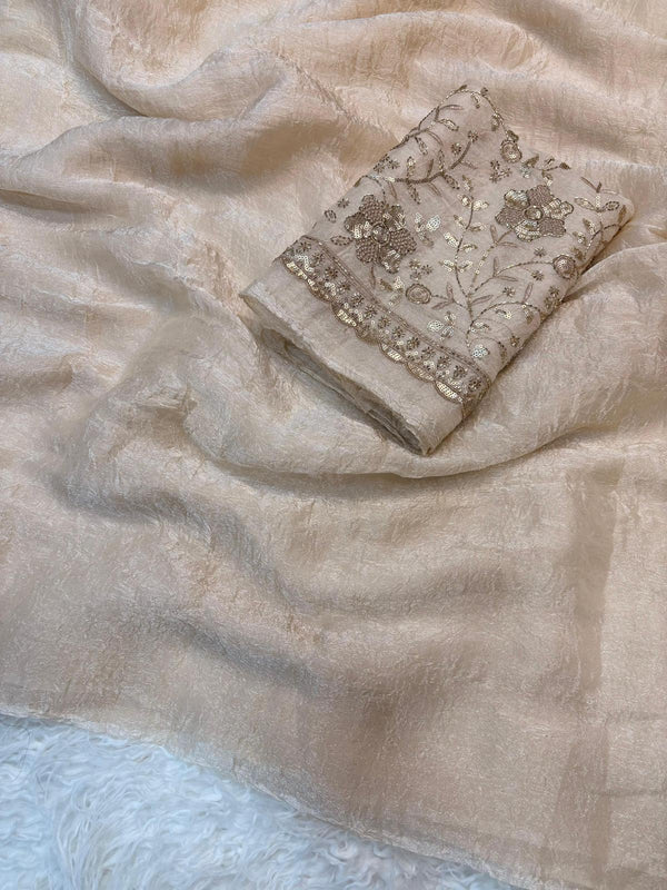Crush Salsa Party Wear Saree — Champagne