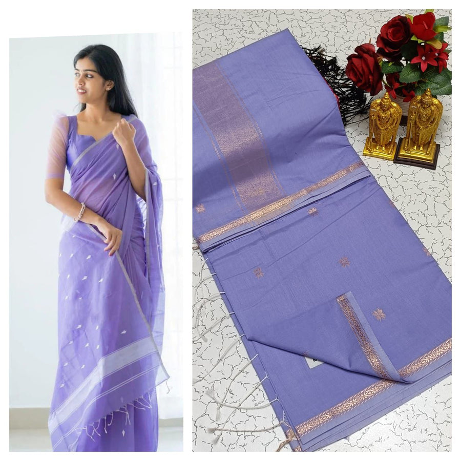 Maheswari Saree — Lavender with Beige Border