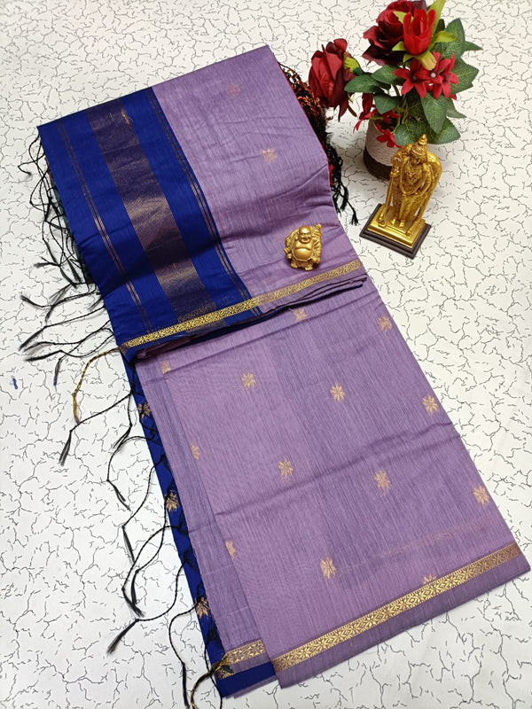 Maheswari Saree — Lavender with Navy Border