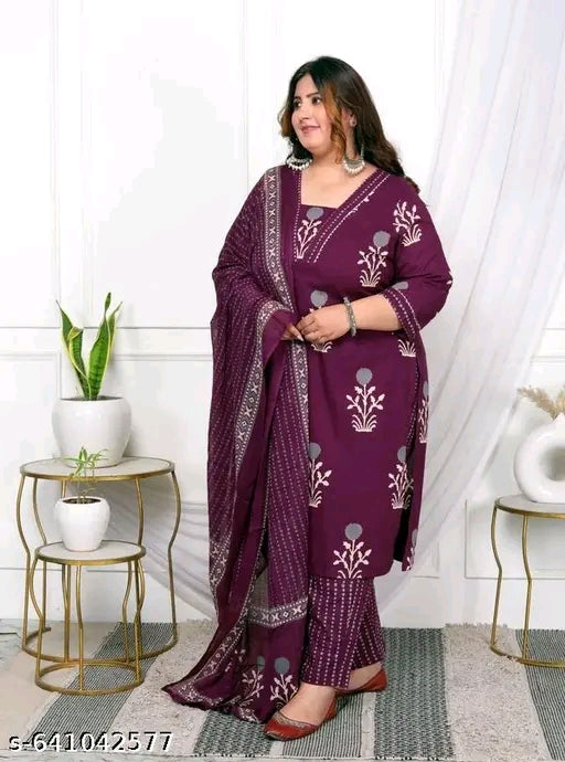 Plus Size A-Line Kurti Set front