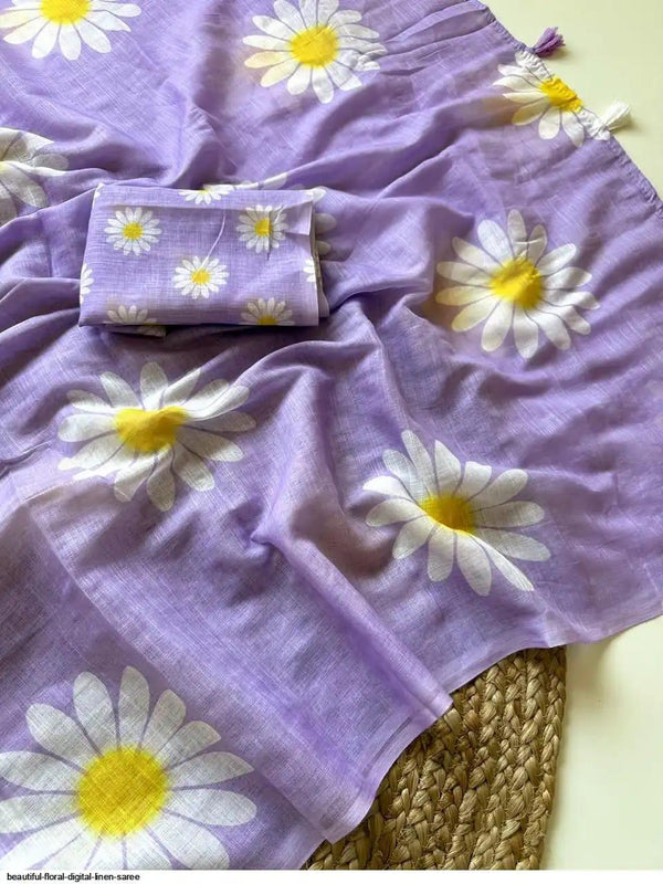 Linen cotton DIGITAL PRINT saree