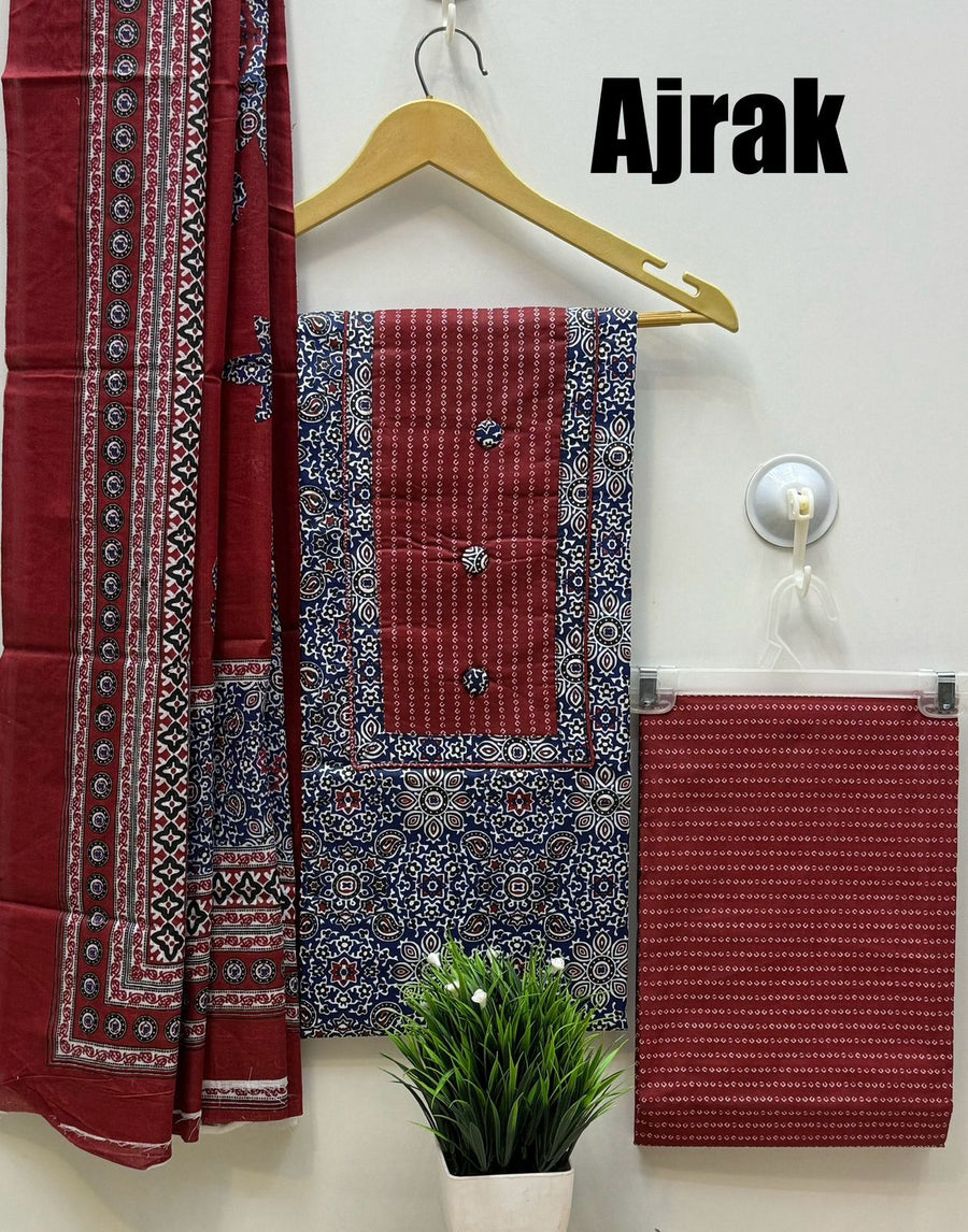Unstiched cotton salwar material-3 pc set