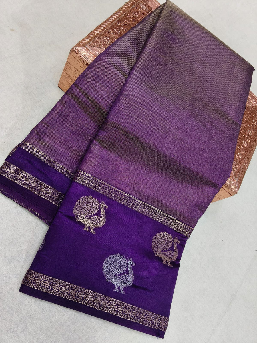 semi benarasi tissue silk saree