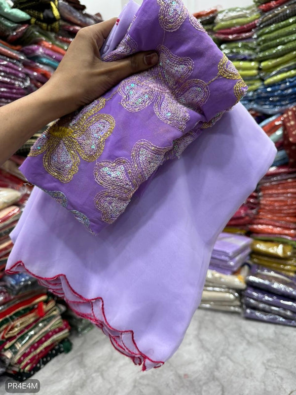 Scallop full work designer saree with work blouse