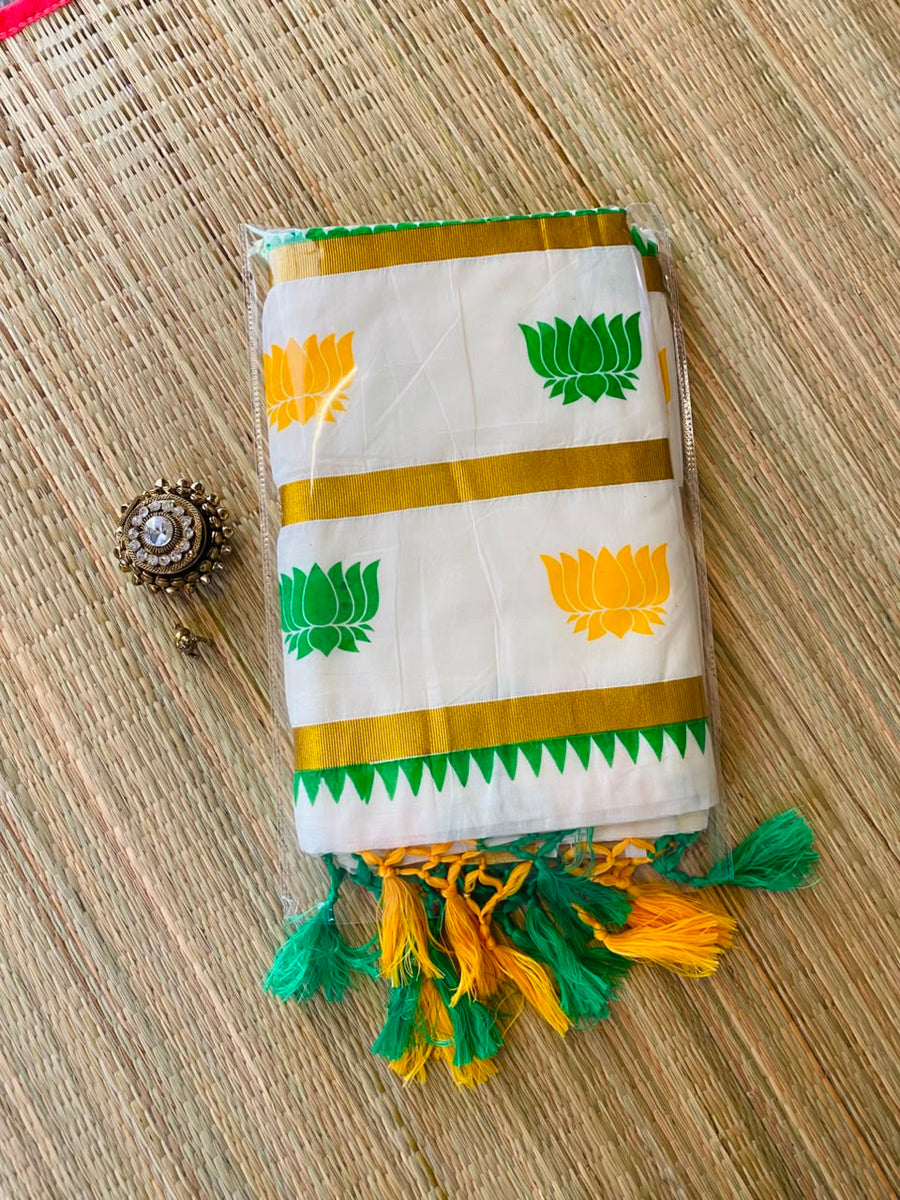 lotus print saree