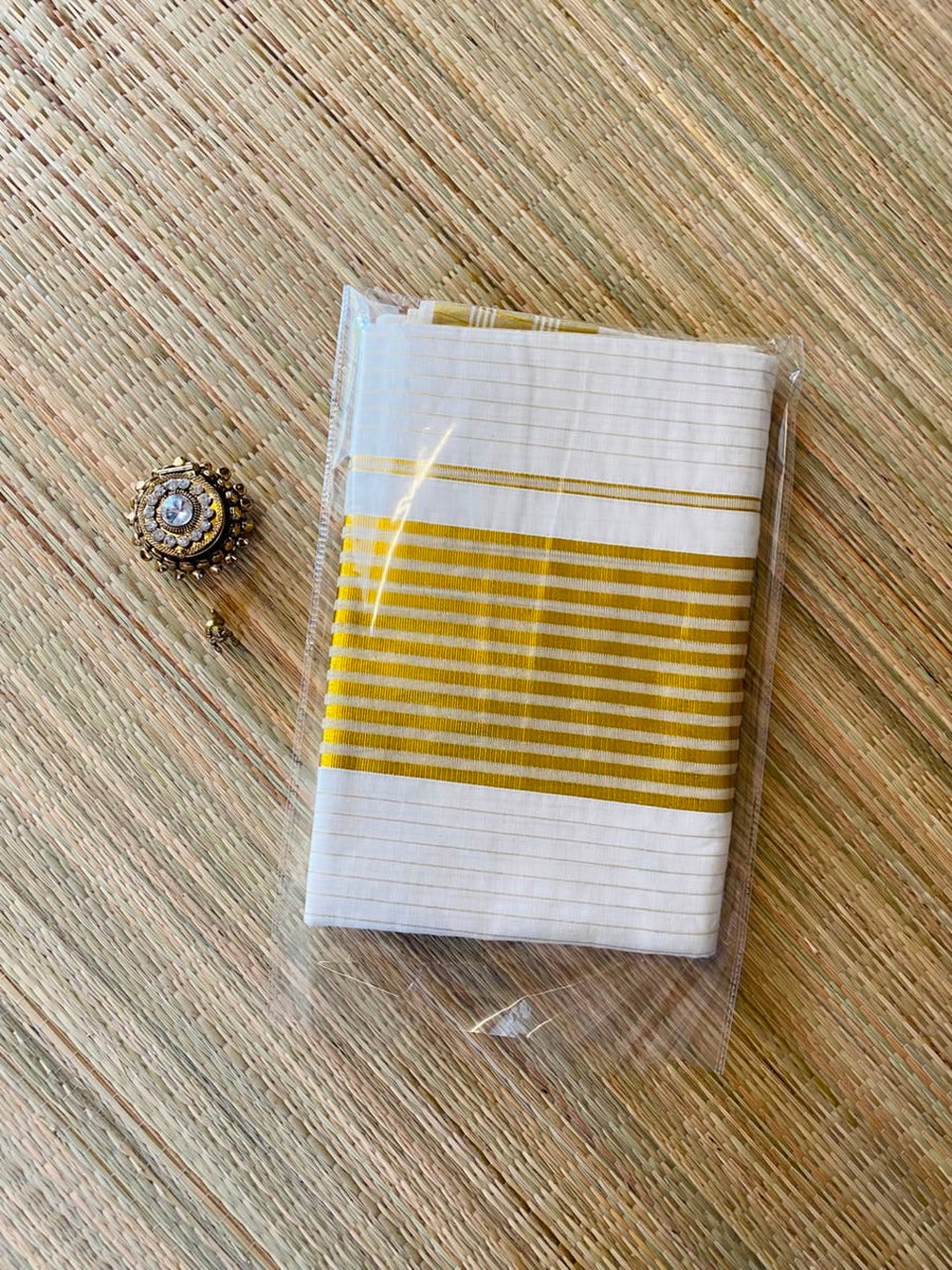 golden stripes saree