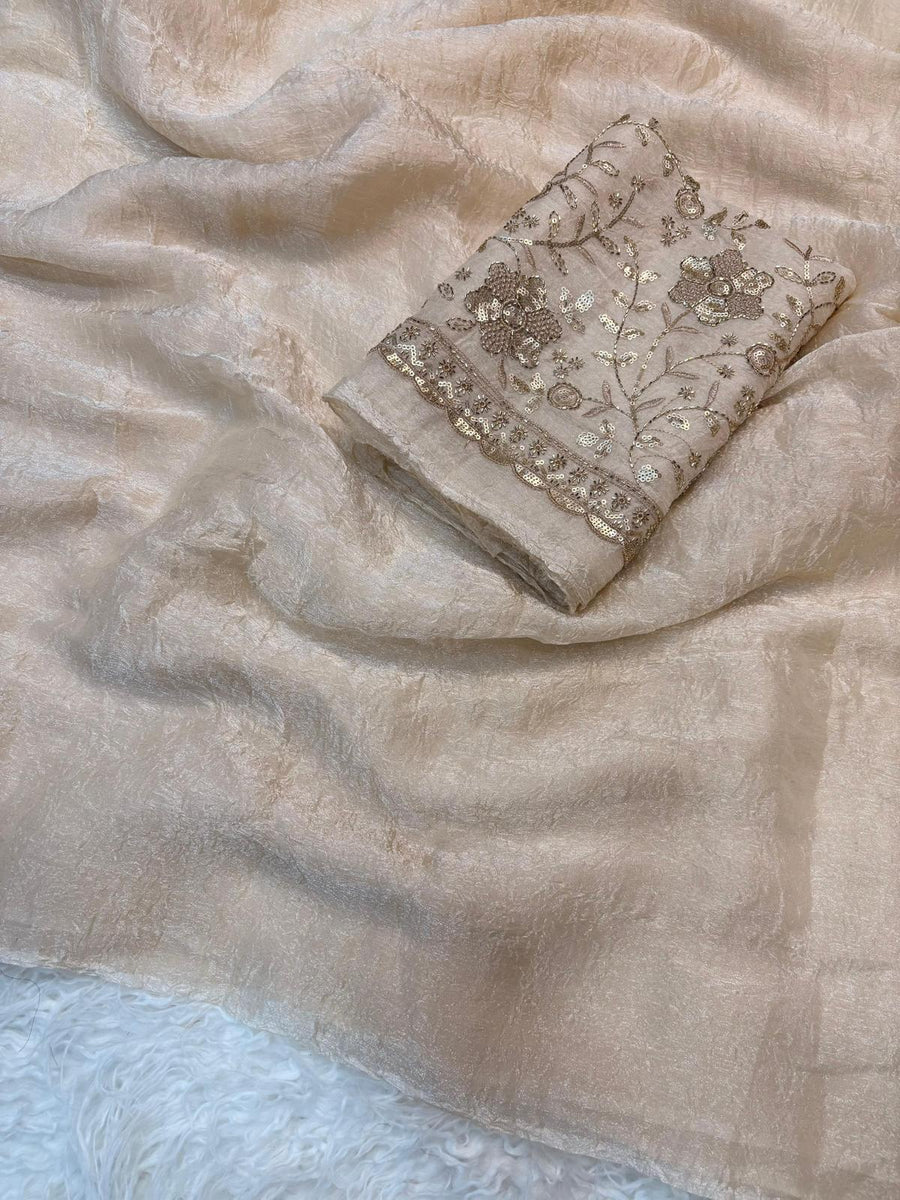 Crush Salsa Party Wear Saree — Champagne