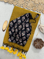 Fancy Cotton Saree with Kalamkari Blouse — Grey