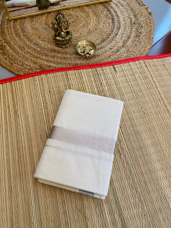 Gents mundu silver border