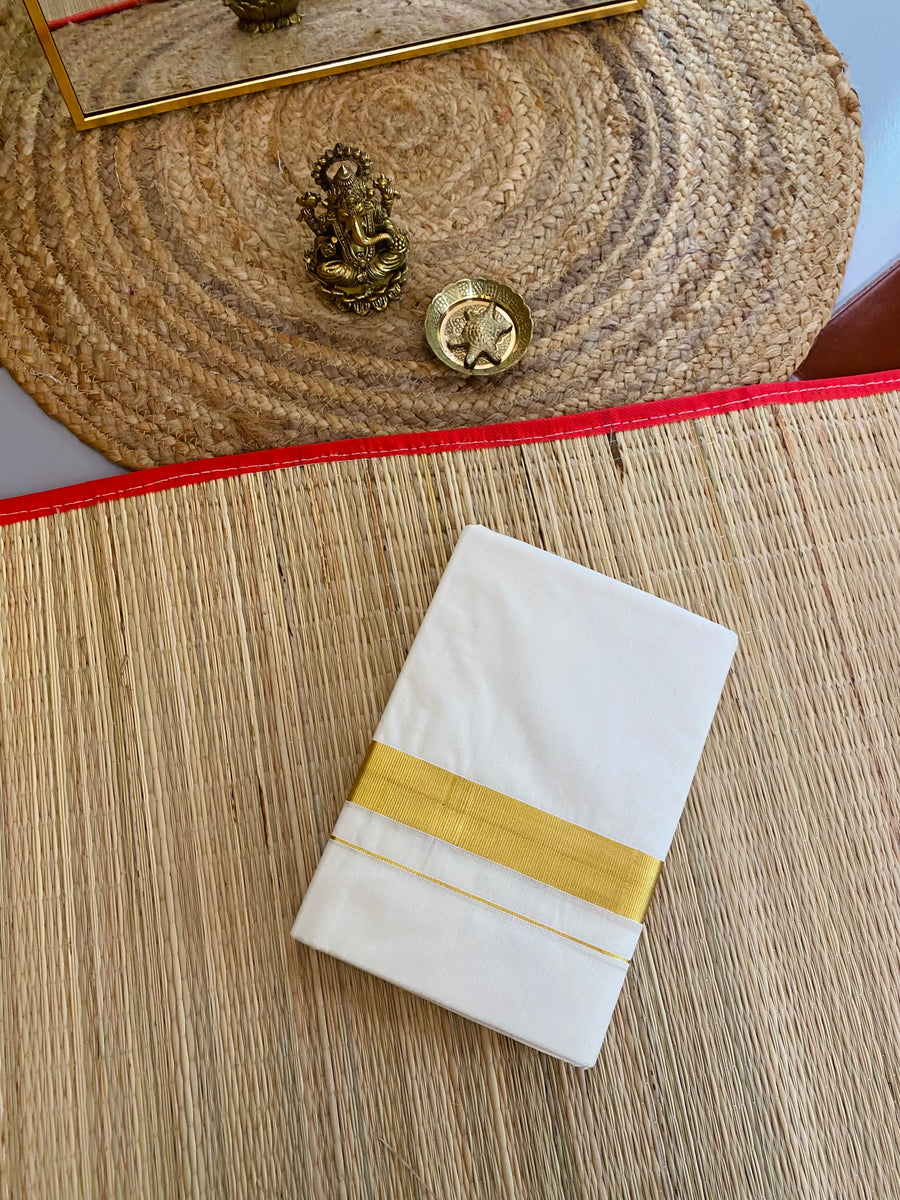 Gents mundu golden border