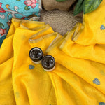Linen Cotton Saree — Yellow with Pen Kalamkari Blouse