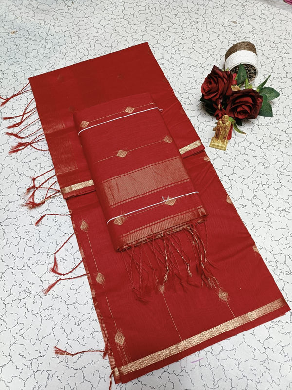 Maheswari Saree — Red Brick with Self Border