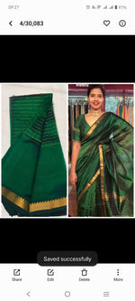 Mangalgiri Handloom Pattu Saree — Emerald Green