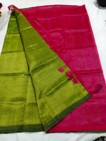 Mangalgiri Handloom Silk Cotton Saree — Olive Green