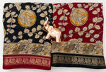 Soft Mul Cotton Saree — Red with Black Kalamkari Pallu