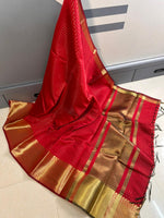 Party Wear Semi Kanchipuram in Red