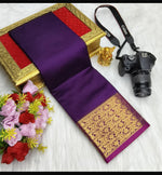 Shining Fusion Soft Silk Saree — Purple