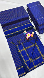 Shining Fusion Soft Silk Saree — Royal Blue