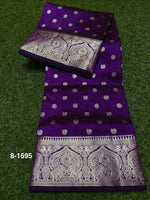 Venkatagiri Handloom Pattu — Deep Purple with Silver Buttas