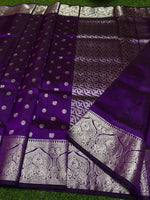 Venkatagiri Handloom Pattu — Deep Purple with Silver Buttas