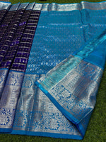 Pure Venkatagiri Handloom Pattu Saree — Indigo (12-Inch Border)