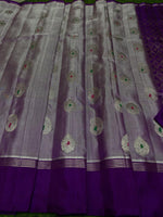 Venkatagiri Handloom Pattu — Lavender with Jewelled Buttas