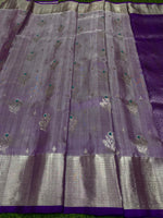 Venkatagiri Handloom Pattu — Lavender with Peacock Buttas