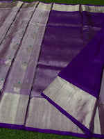 Venkatagiri Handloom Pattu — Lavender with Peacock Buttas