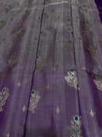 Venkatagiri Handloom Pattu — Lavender with Peacock Buttas