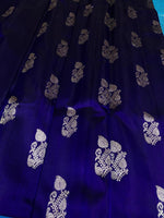 Venkatagiri Handloom Pattu — Navy Blue with Teal Border