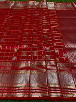 Pure Venkatagiri Handloom Pattu Saree — Red (6-Inch Border)