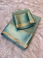 Viscose Georgette Plain Saree in Teal