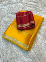Viscose Georgette Plain Saree in Yellow