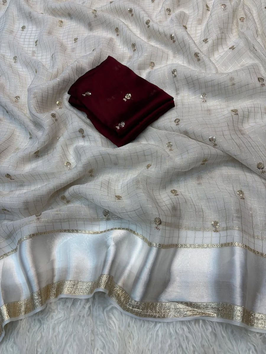 Viscose Georgette Multi Sequence Saree 1