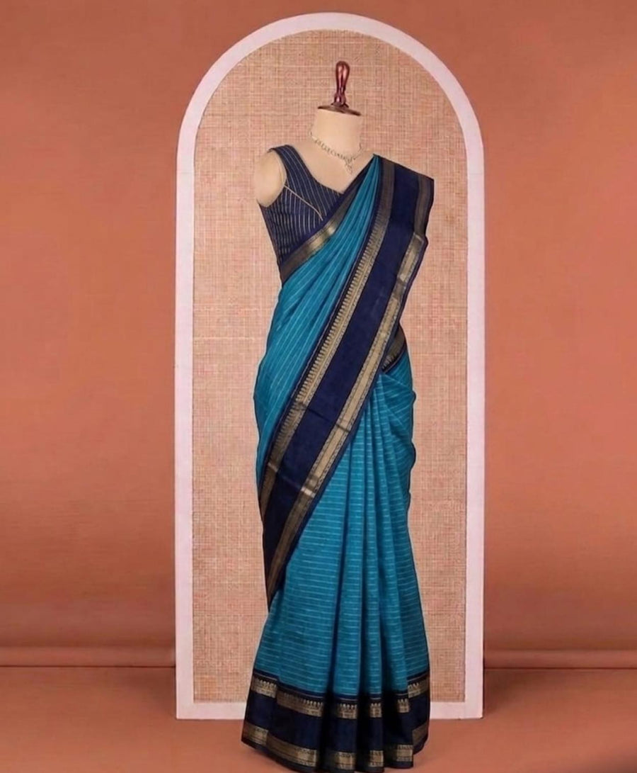 Dola Zari Lining Saree  Blue