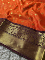Trending Checks Design Semi Kanchi Sarees