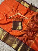 Trending Checks Design Semi Kanchi Sarees