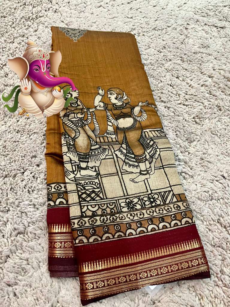 Mangalgiri cotton silk saree - mastard yellow