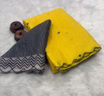 Soft linen cotton saree -Yellow