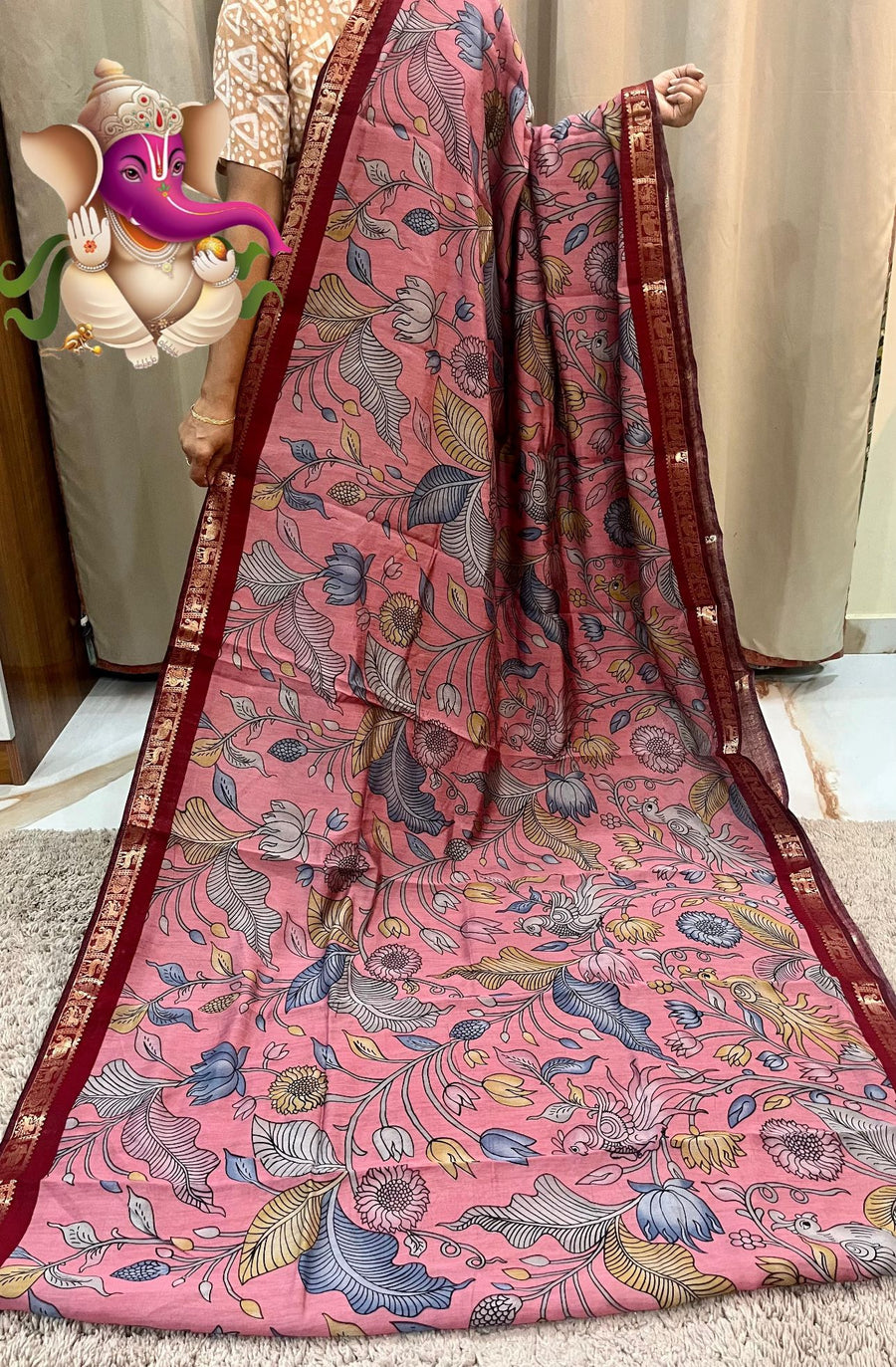 Mangalagiri cotton silk pretty kalamkari designs