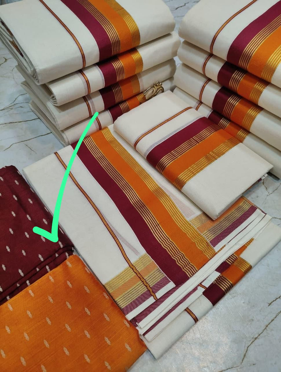 Multi color border Kerala set mundu Premium