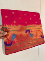 Pure Silk paithani Morpoppat Peacock border Brocade.