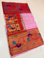 Pure Silk paithani Morpoppat Peacock border Brocade.