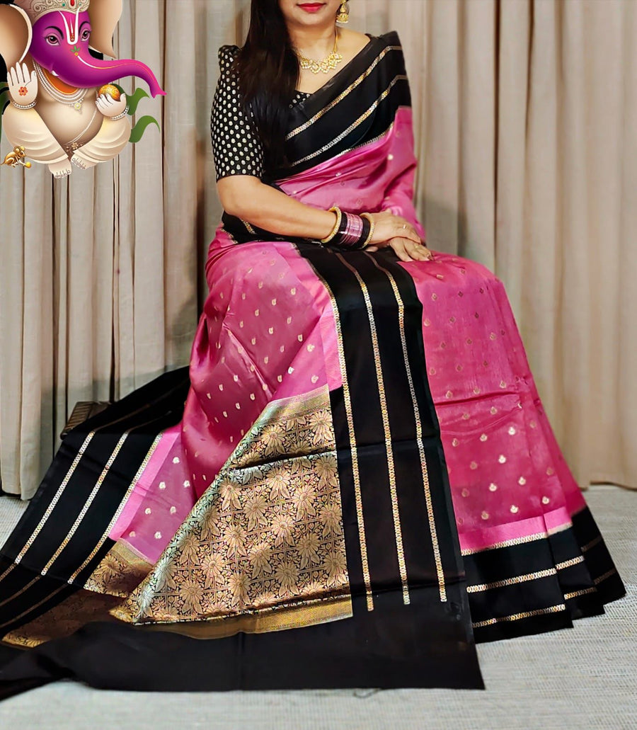Semi silk - green mango  saree