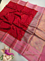 Semi silk - green mango  saree