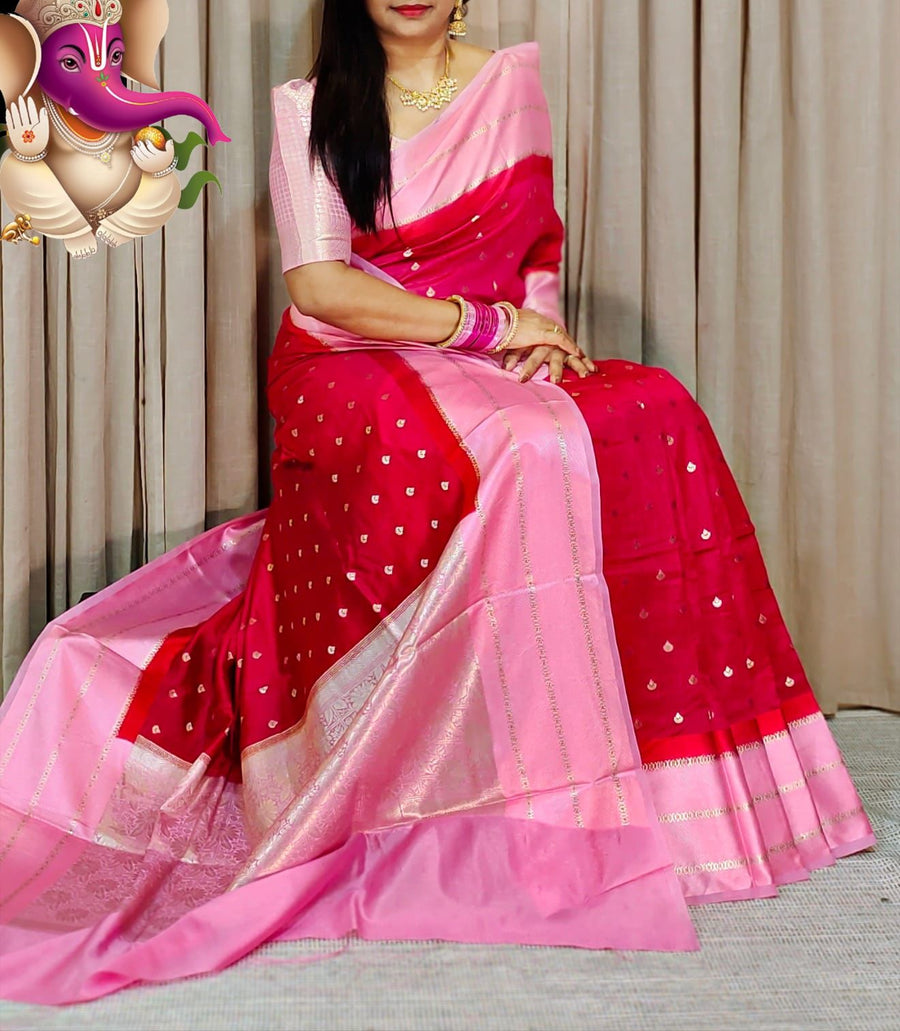 Semi silk - green mango  saree
