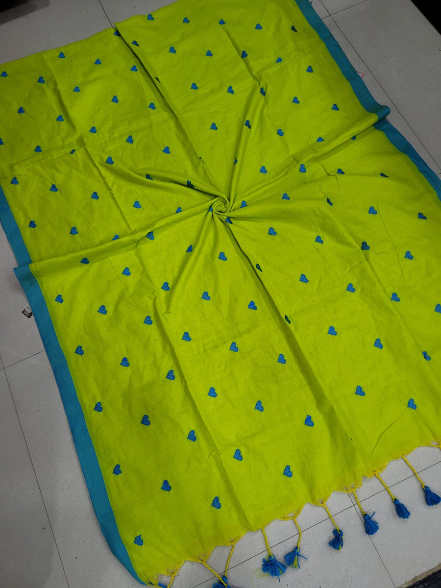 Mul cotton saree , heart design