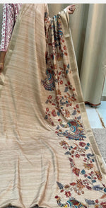 Tussar silk pretty kalmkari applique designs