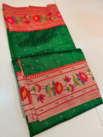 Pure Tissue Tusser Silk Paithani With Silk Mark