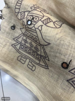 Soft Linen Cotton Saree With Aari Mirror Work